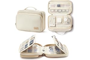 Linpr 36-Slot Watch Band Organizer Bag, Waterproof Oxford Watch Band Holder for Women and Men, Travel Carrying Case for iWatch Smartwatches Straps, Spring Bars, Cable, Accessories (Beige)