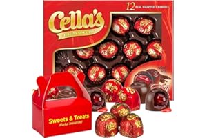 MUCHAI INNOVATIONS Cella's Milk Chocolate Covered Cherries | Classic Luxurious Confection Candy with Liquid Center - Individually Foil Wrapped | Basket Filler Gift Indulgence Treat | Muchai Box (12 Pack Gift Box)