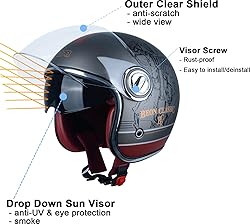 Open Face Motorcycle Helmet for Adults, DOT