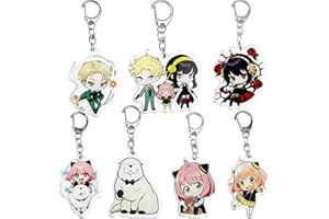 Birsppy DAANAH 7Pcs Spy Family Keychains Anya Yor Loid Forger Cosplay Cute Cartoon Anime Keyrings