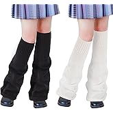Junely 2 Pairs Leg Warmers for Women Kawaii Leg Warmer Cute Legwarmers Japanese Socks Halloween Goth Emo Gyaru Accessories