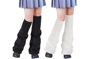 Junely 2 Pairs Leg Warmers for Women Kawaii Leg Warmer Cute Legwarmers Japanese Socks Halloween Goth Emo Gyaru Accessories