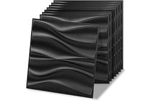 Art3d 20 Pack Decorative 3D Wall Panels, 19 Sq.Feet PVC Interior Wall Décor, 11.8"x11.8", Black