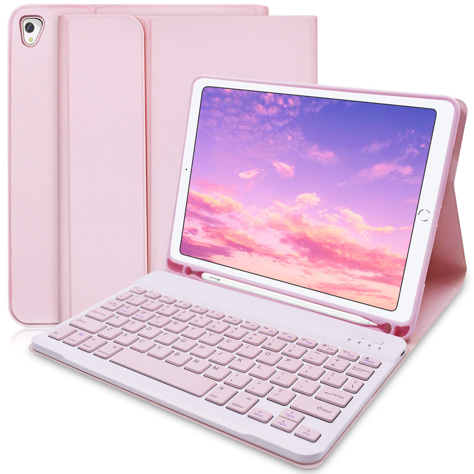 iPad Keyboard Case 9.7 2018 (Giant Gen)/2017 (5th Gen)/Pro 9.7/Air 2/Air 1, Wireless Bluetooth Keyboard With Pen Holder For iPad 9.7