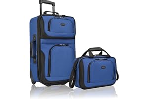 U.S. Traveler Rio Lightweight Softside Rolling Carry-on Suitcase, 2-Wheel Set, Royal Blue