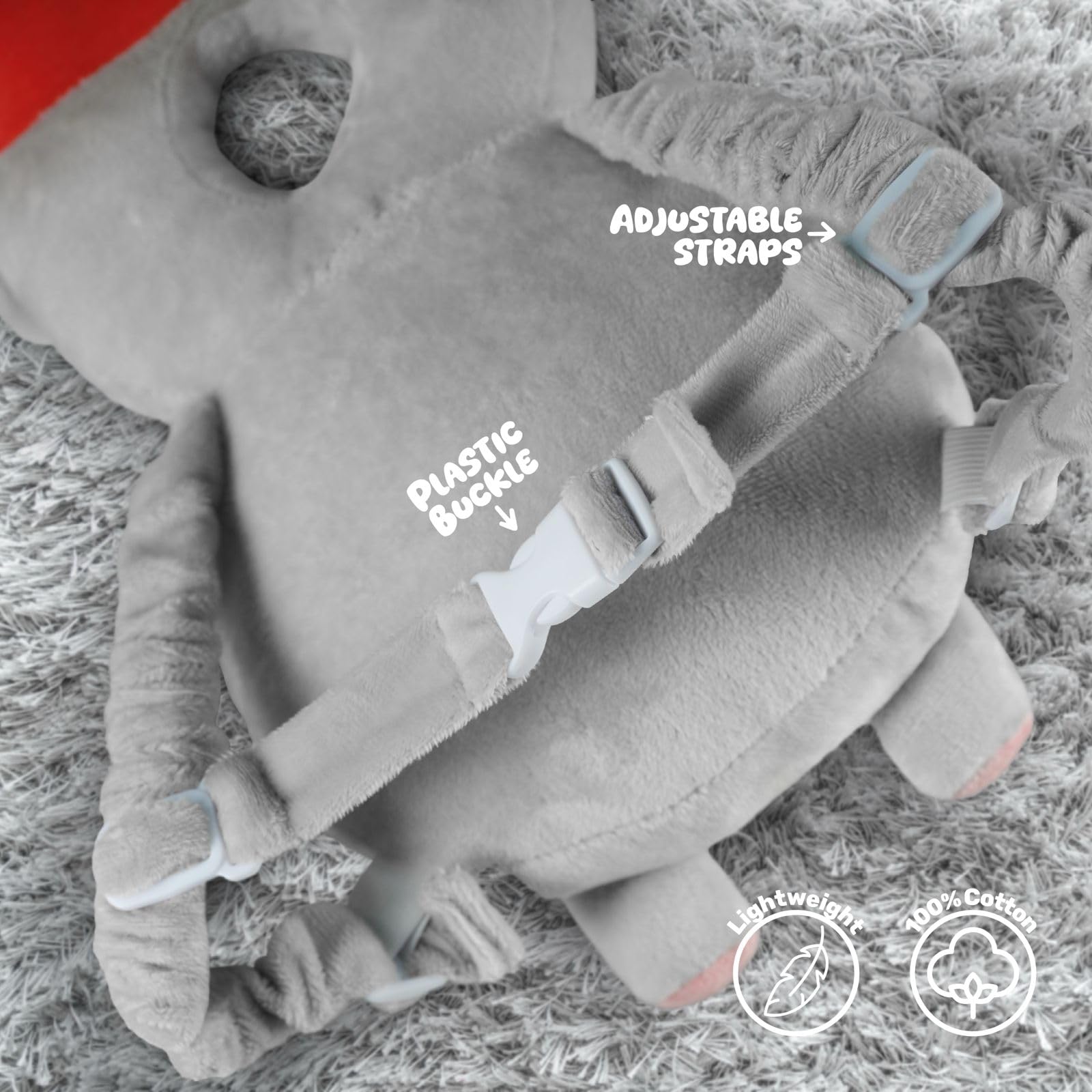 Head Backpack, Elephant Firefighter Design, Baby Head Protector Backpack Padded, with 4 Pieces of Outlet Covers, Babies who are Beginning to Take Their First Steps, Protection Backpack for Baby