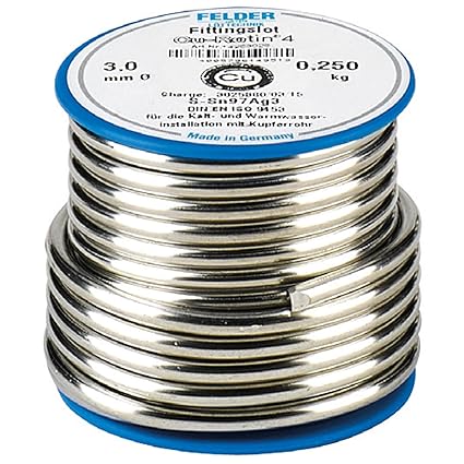 FELDER Fittingslot Cu-Rotin 4 Weichlot S-Sn97Ag3 Zinn Silber Lot VPE: 250g