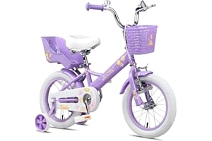 Glerc Sasha Girls Bike, 12-20 Inch Kids Bike for Children Ages 2-13 Years, Kids Bicycle with Doll-Seat & Basket & Training Wheels, Multiple Colors