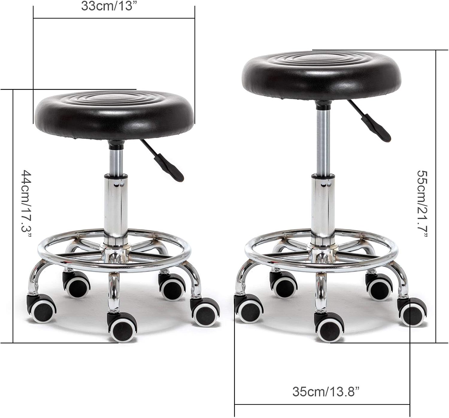 ONPNO Swivel Stool Chair, Rolling Drafting Stool Chair with Height Adjustable Base for Office and Massage Spa Medical Salon Tattoo Beauty Barber (Black): Kitchen & Dining