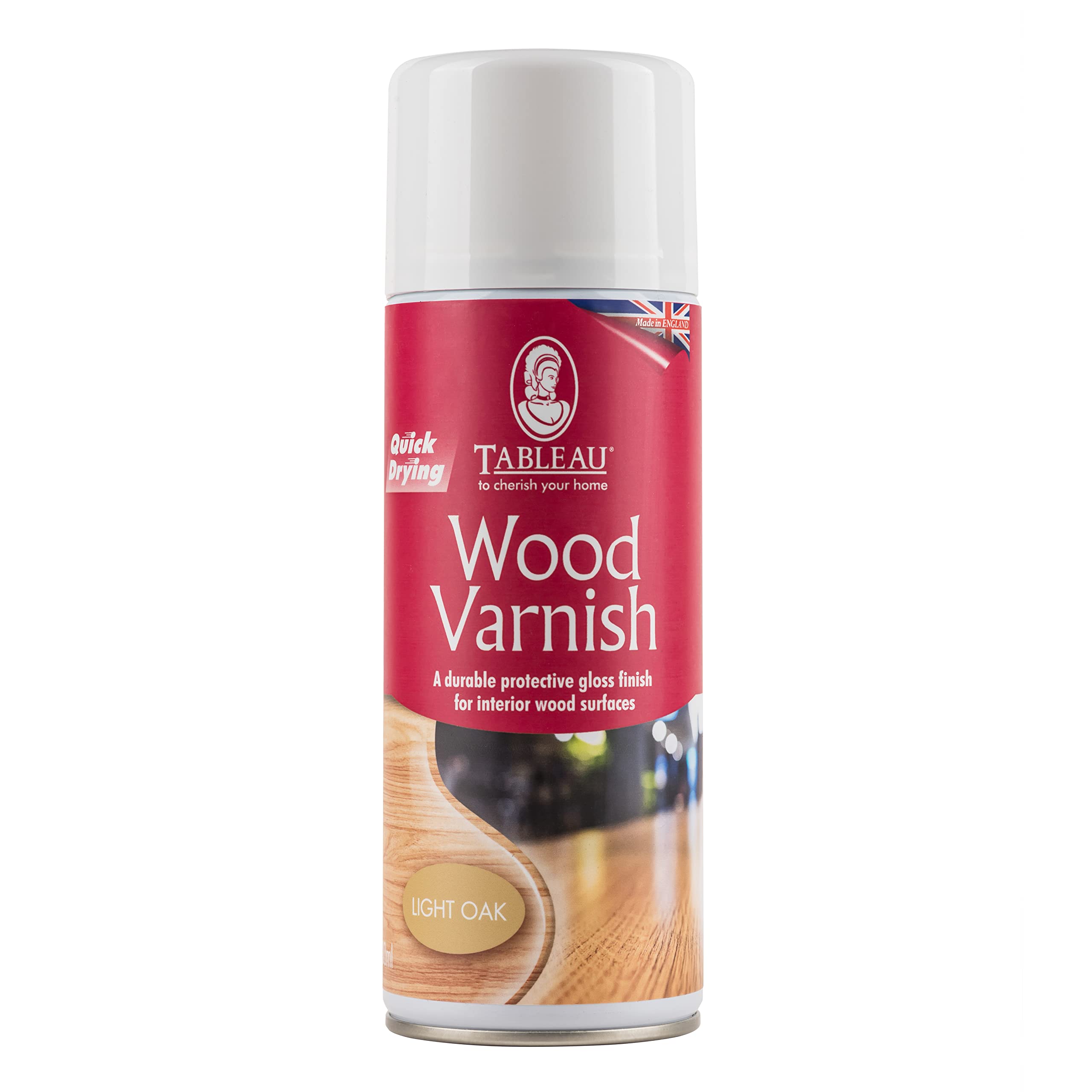 Tableau Wood Varnish Light Oak 400ml. Stain and Gloss Wooden Surfaces In One Go. Spray Varnish For Wood. Easy Application Quick Dry Formula. Perfect For Wooden Furniture, Doors & Window Frames