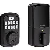 Weiser Aura Matte Black Bluetooth Door Lock, Remote Sharing Compatible with Alexa and Google Assistant, Auto Lock, Create, Di