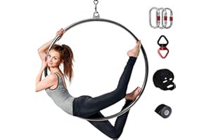 KROFEM Aerial Lyra Hoop Kit (85CM/90CM), Professional Yoga Starter Set with Rigging Hardware Kit for Home, Exercise, Performance, 32mm Thickness