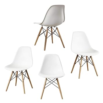 DuraComf Beechwood Dining Chairs (White, Standard Size) -Set of 4