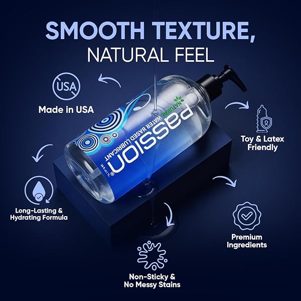 PASSION NATURAL WATER-BASED PERSONAL LUBRICANT, 34 FL OZ – PREMIUM, NON-STICKY, EASY-TO-CLEAN FORMULA FOR SMOOTH, COMFORTABLE USE