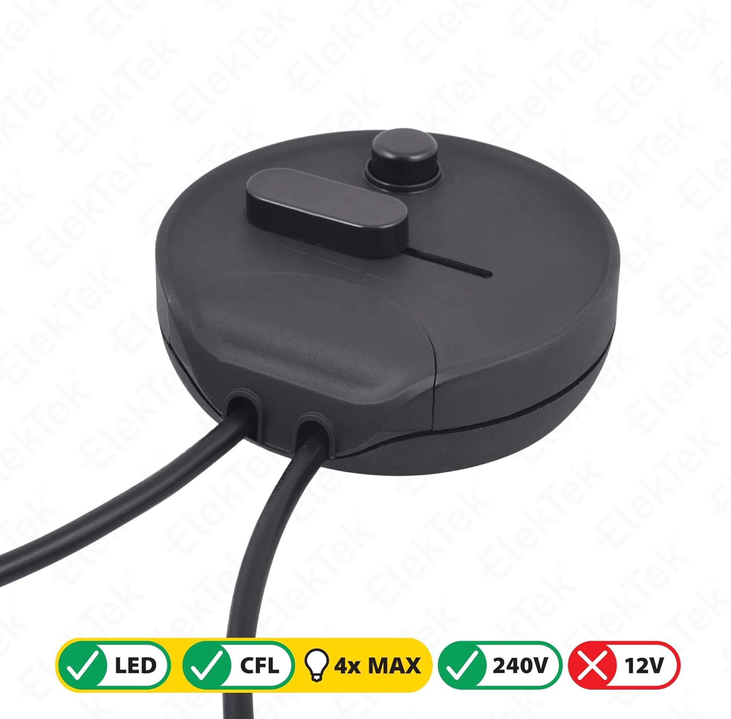 ElekTek LED Compatible Universal In Line Foot Dimmer Switch 240v AC 3 Core Suitable For Quality LED CFL & Incandescent Bulbs Black - Image 5