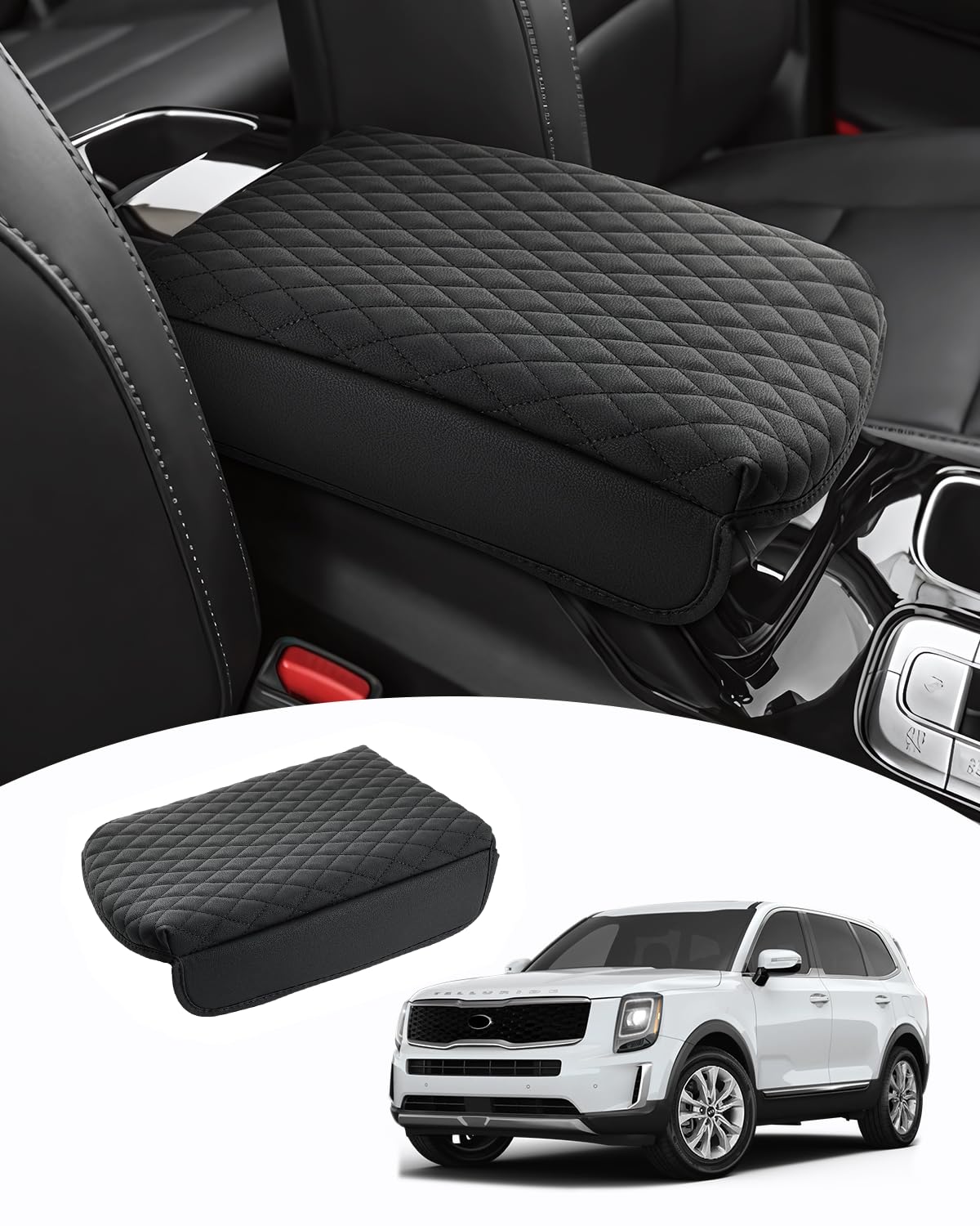 Photo 1 of Shademax Center Console Cover for Kia Telluride Accessories 2026 2025 2024 2023-2020 Armrest Cover Cushion Pad PU Leather Armrest Seat Box Cushion Middle Console Lid Protector Anti-Scratch