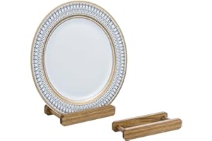 MyGift Natural Acacia Solid Wood Single Plate Hanger Display Rack, Mid Century Style Wall Mounted Decorative Platter Fine Chi