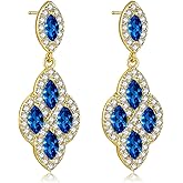 VONSSY Drop Dangle Zircon Earrings Boho Chandelier Rhinestone Crystal Gemstone Platinum Gold Plated Silver Post Jewelry Gift for Woman Girlfriend Mom Wife