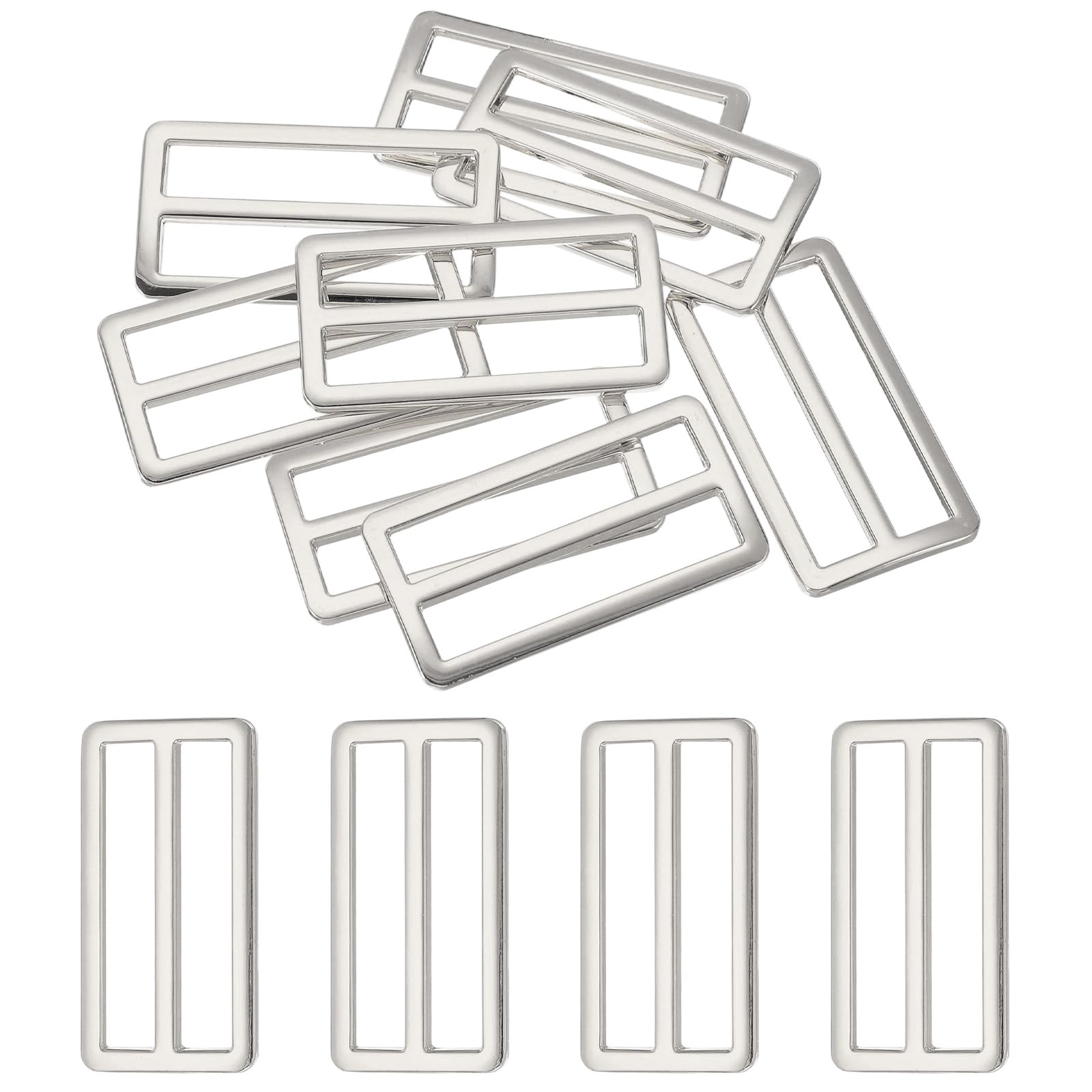 uxcell 8pcs Flat Metal Slide Buckle, 2" Zinc Alloy