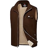 TBMPOY Men's Winter Vest Outerwear Fleece Sherpa-Lined Casual Vests Warm Cotton Jacket With Full Zipper