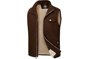 TBMPOY Men's Winter Vest Outerwear Fleece Sherpa-Lined Casual Vests Warm Cotton Jacket With Full Zipper