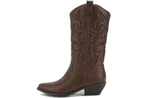 Soda Red Reno Western Cowboy Pointed Toe Knee High Pull On Tabs Boots All-White