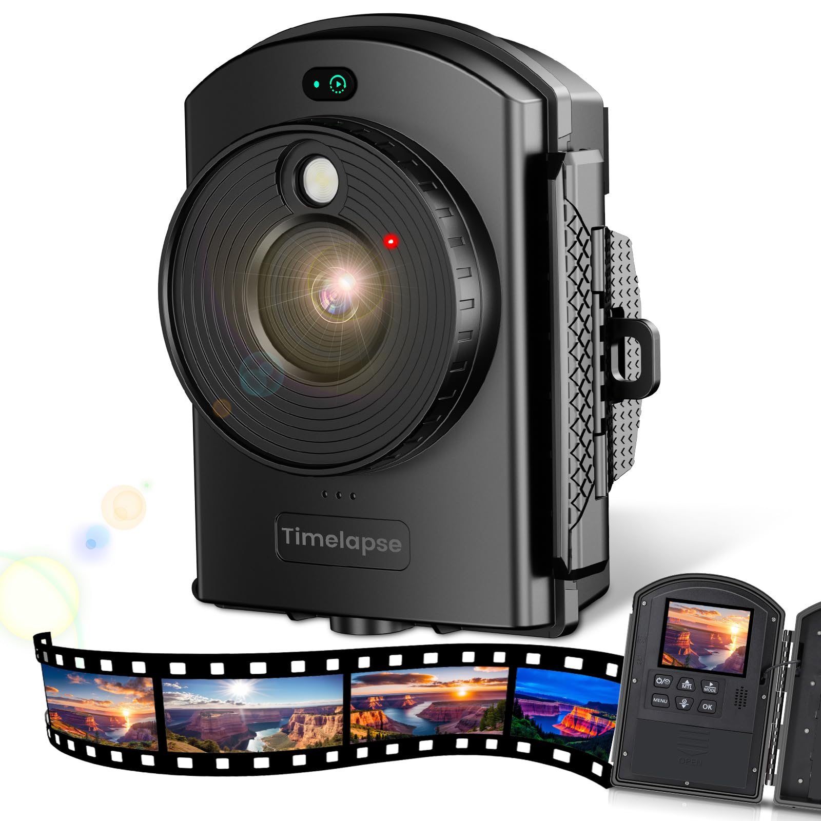 Photo 1 of Caupureye Time Lapse Camera - Timelapse Camera with Infrared Positioning & LED Light, 180 Days Shooting, 1080P AVI Videos & Photos for Outdoor Construction, Cooking, Plant Growth, Landscape(64GB)