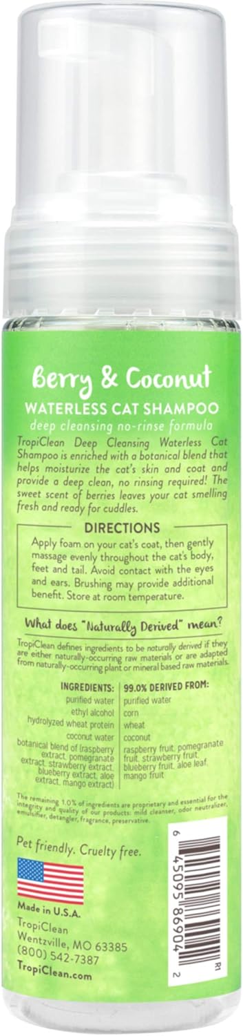 tropiclean waterless cat shampoo