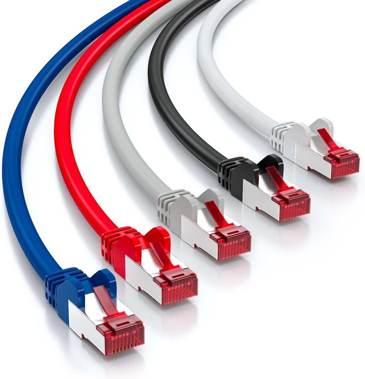 deleyCON 5x 1m (3.28 ft.) CAT6 Patch Cable S/FTP PIMF Shield CAT-6 RJ45 Network Cable Ethernet Cable LAN DSL Switch Router Modem - Image 4