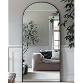 Antok 58" x21&rdquo; Arched Full Length Mirror, Floor Mirror with Stand,Black | Shatter-Proof Glass, Floor Standing&amp;Hanging&amp;Leaning, Full Body Mirror with Stand Aluminum Alloy Frame for Bedroom Livingroom