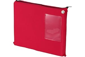 DOSTATNI 14×11Inch Large Bank Bag with Zipper Red Bank Deposit Bag with Grommet Interoffice Mailer Canvas Transit Sack for Documents Money Passport (red)