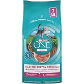 Purina ONE High Protein Natural Kitten Dry Cat Food, 7 lb Bag | Made with real chicken to support growing muscles, DHA for kitten brain development and antioxidants for immunity