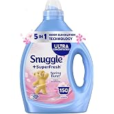 Snuggle SuperFresh Fabric Softener Liquid, Spring Burst, 78.8oz, 150 Loads | Ultra concentrated formula, Lasting scent, Fights stubborn odors, Softens fabrics, Reduces static and wrinkles
