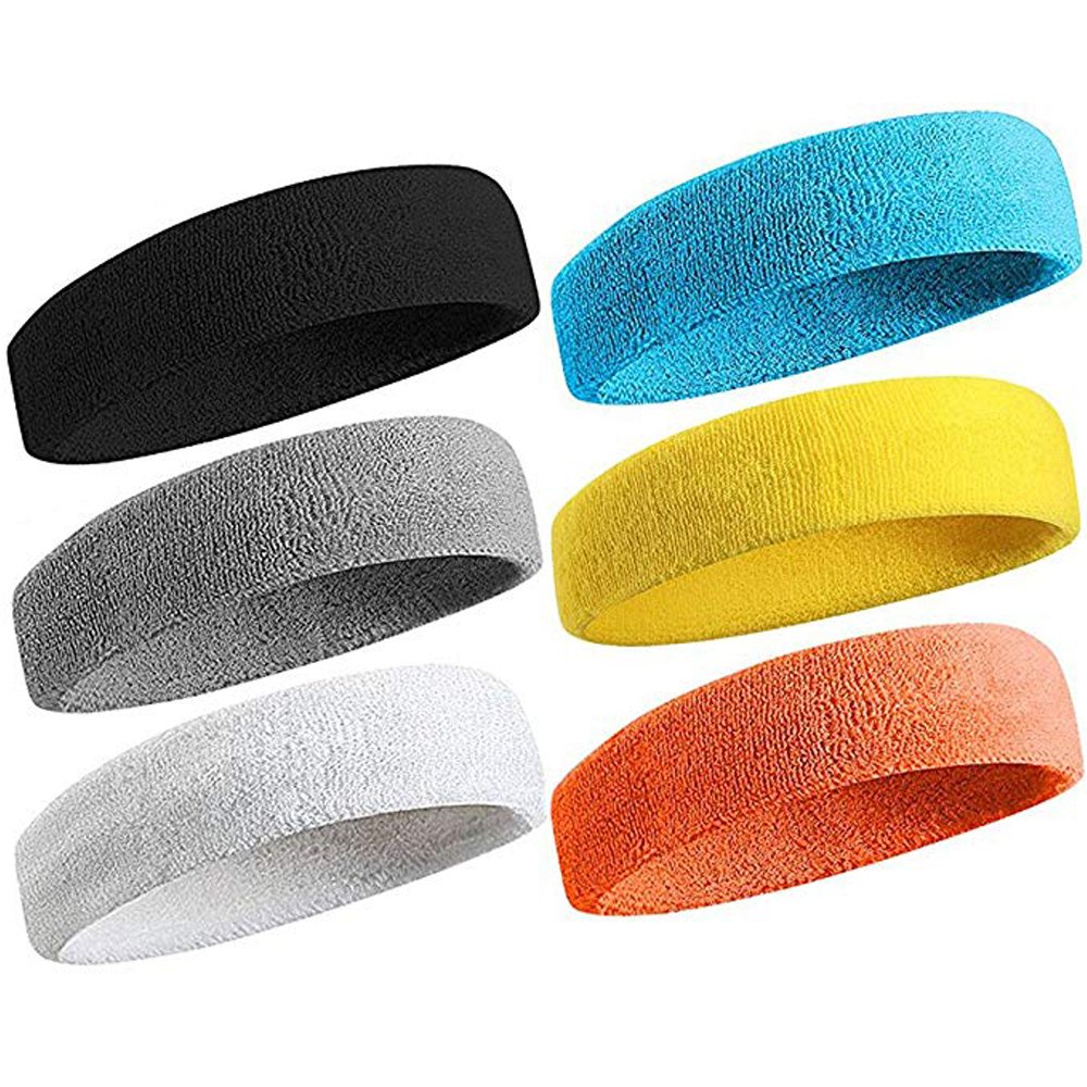 Sweatband Sport Headband for Men & Women Moisture Wicking Athletic Cotton Terry Cloth Sweatband for Tennis,Running,Gym,Working Out,Performance Stretch & Moisture Wicking (Multicolour)