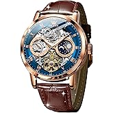 OLEVS Mens Automatic Watches Self-Winding Starry Sky Diamond Skeleton Luxury Wrist Watch Waterproof Luminous