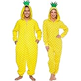 Funziez! Slim Pineapple and Avocado Adult Onesie - Food Costume - Christmas One Piece Cosplay Suit for Adults, Women and Men