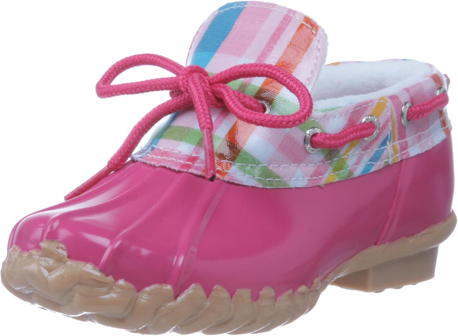 pink and white sperry duck boots