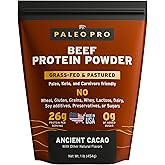Paleo Pro Beef Protein Powder - Grass Fed Protein Powder Isolate - Pure Animal Based Pastured & Cage-Free | Dairy & Gluten Free, Natural and Clean Proteins for Paleo & Keto - 15 Days Supply (Cacao)