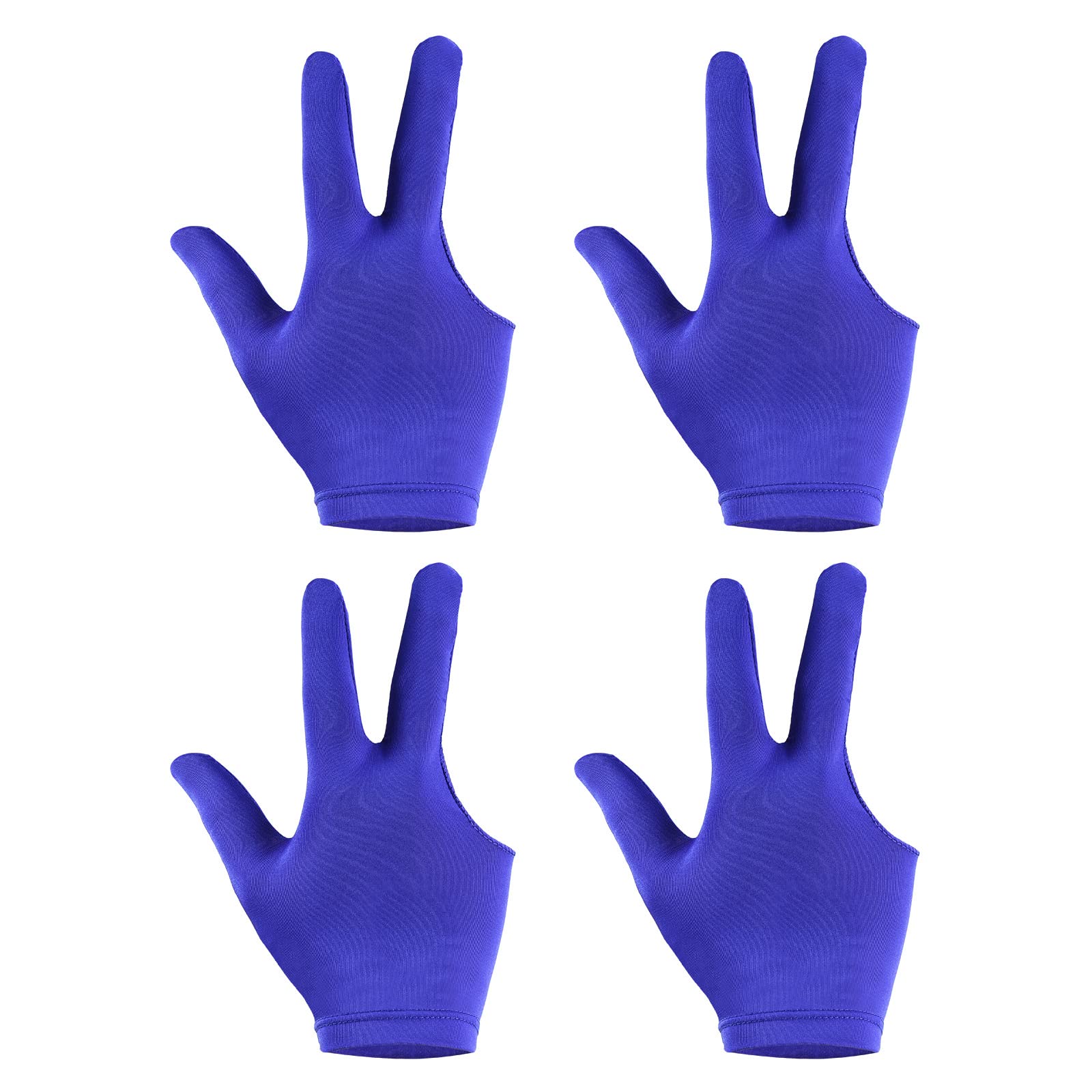PATIKIL 3 Fingers Pool Gloves, 4 Packs Billiard Gloves Left & Right Hand Show Gloves Pool Cue Glove for Shooter Carom Pool Snooker Cue Sport, Blue