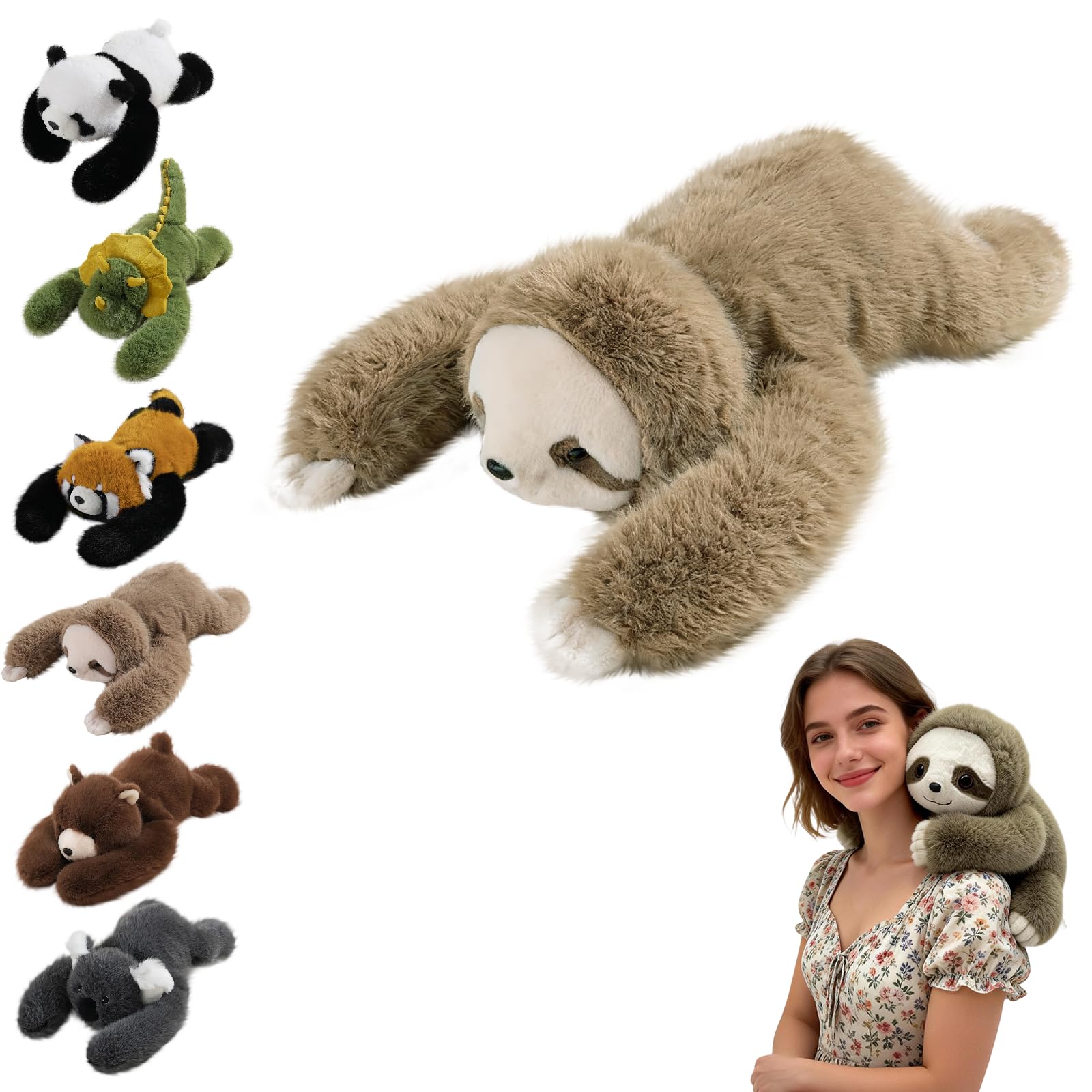 Weighted Sloth Plush Teddy, Soft Stuffed Animal Plushies, Cuddly Toy for Comfort & Relaxation, Pookie the Sloth Weighted Animals for Adults, Hugging Companion for Anxiety Relief & Sleep Support（45cm）