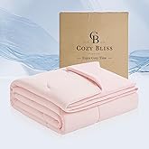 Cozy Bliss x Sorona® Viscose Natural Fiber Cooling Comforter Queen Size, Reversible Silky Smooth Cooling Blanket with Q-Max＞0.45 for Hot Sleepers & Night Sweats, Cool Pink, 90"x90"