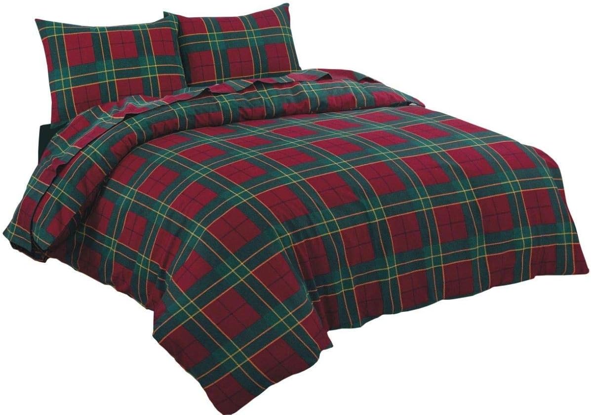 Tartan Check Flannelette Thermal 100 Brushed Cotton Duvet Cover