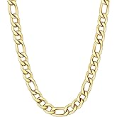 Fiusem Figaro Chains for Men,14k Gold plated Mens Chain Necklaces, 3.5mm/5mm/6mm/8mm/9.5mm Stainless Steel Men Necklaces