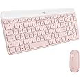 Logitech MK470 Slim Wireless Keyboard and Mouse Combo - Modern Compact Layout, Ultra Quiet, 2.4 GHz USB Receiver, Plug n' Play Connectivity, Compatible with Windows - Rose