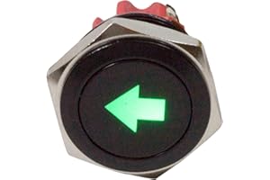 Alpinetech PLB16MS 16mm 5/8" 12V LED Metal Signal Indicator Pilot Dash Light (Single Arrow)