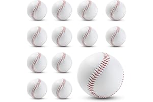 Rarapop Blank Standard Baseball Balls, Official Size 9 Inch Leather Covered Practice Baseball Training Ball for League Play, Pitching, Hitting, Batting, Fielding, Autograph
