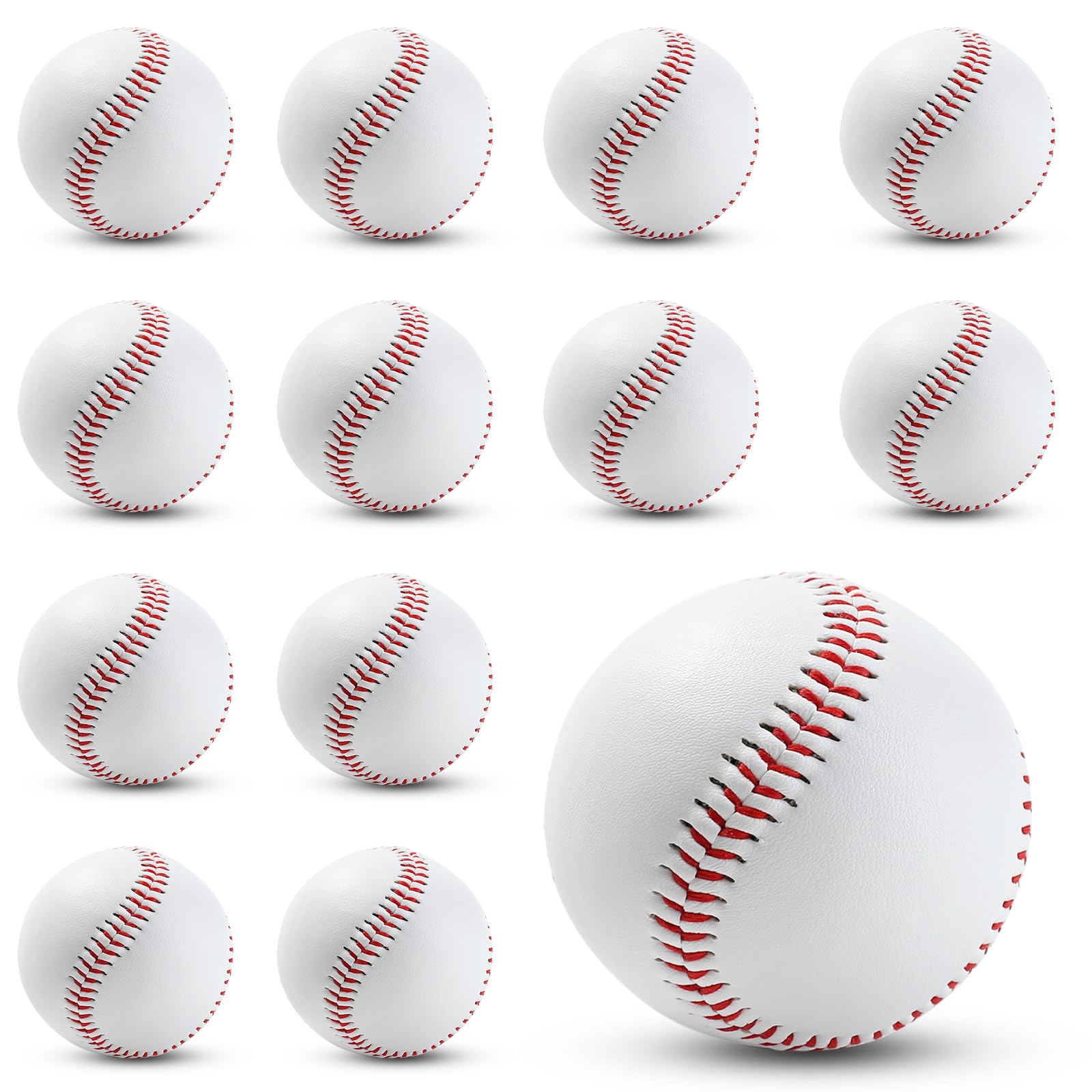 Photo 1 of Rarapop 12 Pack Blank Standard Baseball Balls, Official Size 9 Inch Leather Covered Practice Baseball Training Ball for League Play, Pitching, Hitting, Batting, Fielding, Autograph
