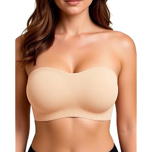 As Fairy Womens Strapless Bandeau Bra Wireless Seamless Tube Top Bra | non slip,detachable straps,stay put,removable pads,sof