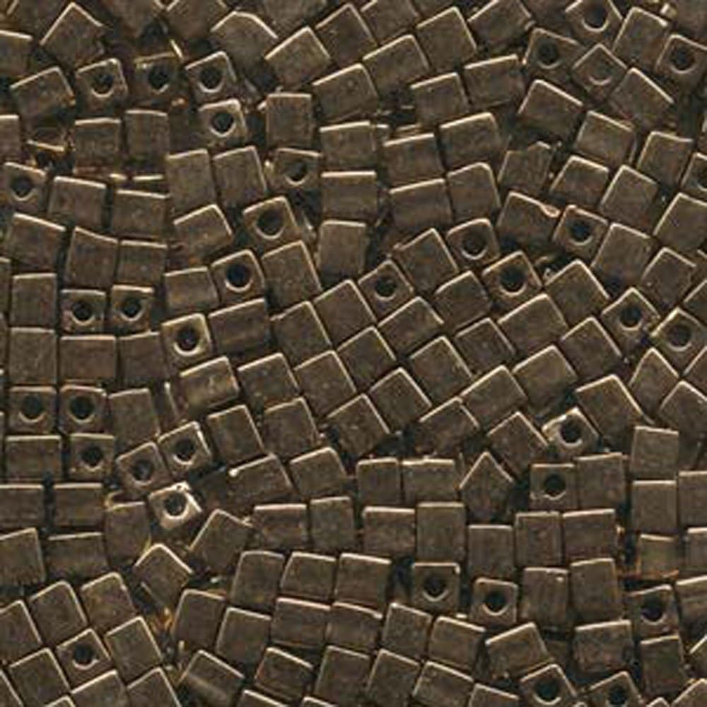 20Gr Bronze Metallic Miyuki 4mm Square Cube Glass Seed Beads