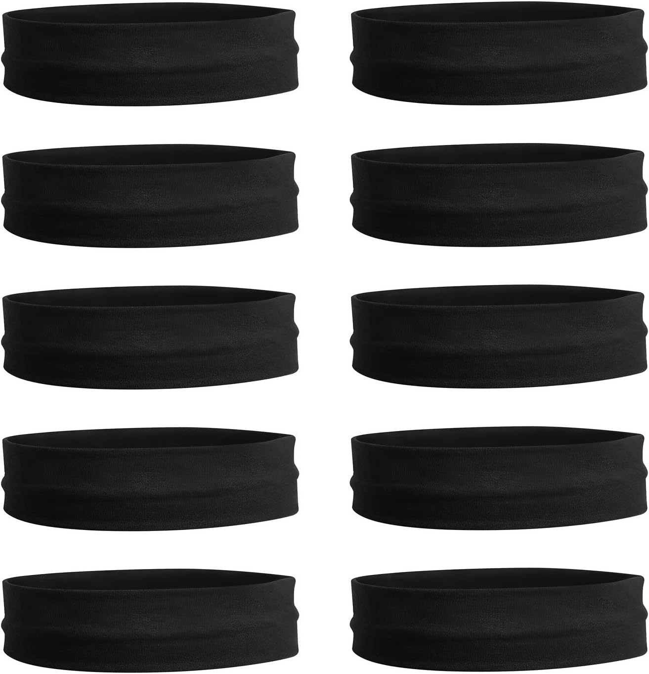 10 Pack Cotton Yoga Headbands by Teemico - Cotton Stretch Headbands Elastic Yoga Hairband for Teens Girls Women Exercise Running Sports Hair Wrap Accessories,Black